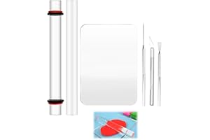 XdealCozyxc 6 Pcs Polymer Clay Tools Set, 2 Acrylic Clay Rollers Press Plate Carving Tools and Detail Needle for Sculpting Modeling Craft