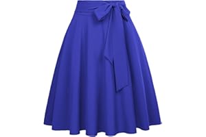 Belle Poque Femme Jupe Taille Haute Pin Up Plissée Jupe Trapèze Mi Longue Rétro BP560