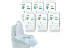 TOMGENRINE 60Pcs protector wc desechable,Papel higiénico universal de gran tamaño, suave e impermeable, para niños, adultos, mujeres embarazadas, para viajes y aseos públicos(Blue）