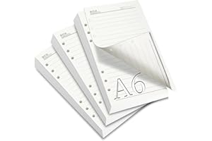 SWTYExt 3 Pack A6 Refills Paper Lined Paper 180 Sheets/360 Pages Refill Pad A6 Refillable Notebook 6 Hole Ring Binder Inserts Thick Paper A6 Organiser Planner Inserts Paper for School Office Home