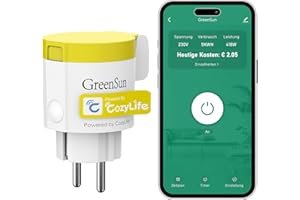 GreenSun Prise Connectée Extérieure Alexa - Prise Connectée WIFI CozyLife App PriseConnectée Alexa Smartthings PriseConnectée Wifi Mesure Consommation Prise Minuteur IP44 Jaune 2.4G