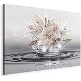 MuchoWow© Quadro Su Tela 120x80 Cm – Fiori E Donna In Nero, Decorazione Murale Moderna Per Camera E Soggiorno