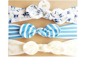 COUXILY Neonate Fasce morbide in cotone Fiocco annodato con fiocco Fascia elastica Solido e stampato Fiocco di colore Fiocco per capelli per i più piccoli Neonati Set regalo per bambini (C01)
