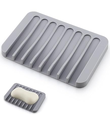 RTWAY Houten Zeepschalen met Aftaplade, Zwarte Walnoot Houten Bar Zeephouder Zeephouder Zeephouder Zeepbesparing voor Douche, Badkamer, Keuken (Ovaal