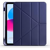 Fogy Ipad (A16) 2025 ile Uyumlu &Uuml;&ccedil;gen Kalem B&ouml;l&uuml;ml&uuml; Standlı Uyku Modlu Akıllı Kılıf A3355, Lacivert