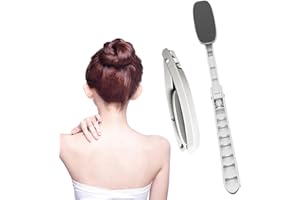 NEERIX Rücken Eincremehilfe, Eincremehilfe Für Rücken, Rückeneincremhilfe, Faltbare Rückeneincremer Mit Langem Griff, Rückenbürste zum Eincremen, Rücken Eincremen (Grau) (Montage erforderlich)