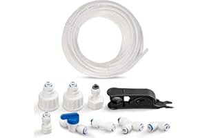 YUSHENGTAI Juego de conexión para tubería de entrada de agua, manguera de frigorífico de 15 m de 6,35 mm, sistema de ósmosis inversa para frigorífico, conector de manguera (1/4"), cortador de tubos