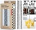 Produktbild Öko Strohhalme aus Papier in schwarz/weiß - Trinkhalme Cocktailhalme Röhrchen im 144er Set