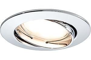 Paulmann 92836 LED Coin Einbaustrahler satiniert rund Spot IP23 sprühwassergeschützt 7W Chrom 1er-Komplettset dimmbar und schwenkbar Einbauleuchte, Verschiedene Materialien, 7 W, Silber