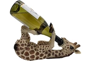 G&H Decor - Adorabile figura di giraffa portabottiglie di vino da 36 cm - Regalo giraffa con dettagli sorprendenti - Portabottiglie da cucina a forma di giraffa - Giraffa dipinta a mano Regali per le