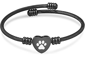 QGJNSGC Braccialetto per ceneri, gioiello commemorativo in acciaio inox, a forma di zampa di animale domestico, a forma di cuore, urna con ciondolo a forma di urna per i propri cari, funerali,