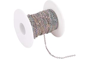 Airssory 33FT(10 Meters) 304 Stainless Steel Multicolor Cable Chains with Spool Soldered for Jewelry Making and Craftings - 2.5x2.5mm