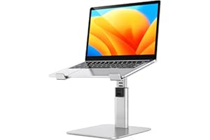 Babacom Laptop Ständer, 8 Höhenverstellbar Aluminium Kühlpads Laptop Stand, Ergonomischer Belüfteter Laptopständer Kompatibel mit MacBook, Air, Pro, Alle 10"-16" Notebooks - Silber
