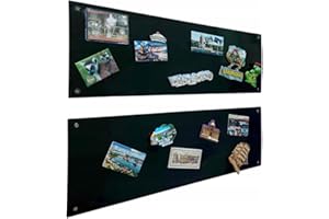 STALFORM 2x Leggera Lavagna Magnetica da Parete in Acciaio Nera 62,5x20 cm, Memo-Board, Pannello Magnetico per Calamite, Lavagna da Cucina, Ufficio, Camera dei Bambini