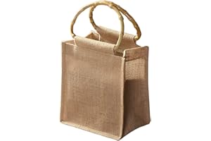 DDFF Borsa Con Manico In Bambù, Borsa Per La Spesa In Juta Riutilizzabile, Borsa Portatile In Iuta Naturale, Per l'Artigianato, Fare La Spesa, Confezione Regalo