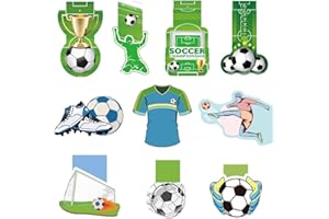 O-KINEE 10 sztuk magnetycznych zakładek, dzieci piłka nożna, magnetyczne zakładki do książki, gadżety urodzinowe piłka nożna dla dzieci, chłopców, dziewcząt, fanów