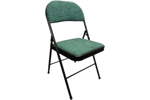 META FURNITURE Meta Steel Frame with Fabric Seat Padded Office Work Study Party Dining Folding Chair 40X46X78 CM (Green, 1)