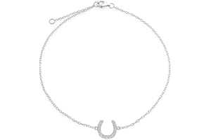 Bling Jewelry Bracelet De Cheville Équestre Avec Pavé De Cz Bracelet De Cheville Porte-Bonheur Bijoux Western Pour Femmes Jaune Plaqué Or 14K .925 Argent Sterling Extension Flexible 9-10 Inch