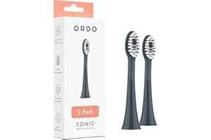 ORDO Replacement Toothbrush Heads for Sonic+ Electric Toothbrushes for Teeth Cleaning, Plaque Removal, Silicone Polishing, and Deep Clean, Adults, Charcoal Grey (Pack of 2)