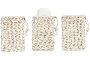 GHEART Bolsa de Jabón de Sisal Natural, Bolsa Jabon, Bolsa de Malla Exfoliante, para Espumar y Secar Jabones, Exfoliación, Masaje, Bolsas de Jabón con Cuerda (3 piezas)