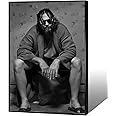 KIJDID Funny Movie The Big Lebowski Posters Vintage Funky Black and White Wall Art for Bathroom Apartment Aesthetic Decor Gifts Canvas Print 16x24in Framed
