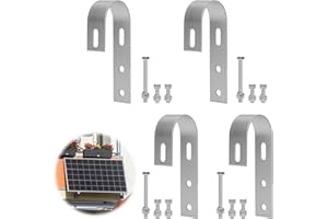 PGONLINE 4 Piezas Soporte de Placa Solar, Fijación para Panel Solar Universal de 304 Acero Inoxidable, Ganchos para Fotovoltaicos Solar para Balcón, Fijación para Panel Solar para Balcón
