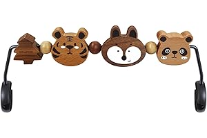 iGRATENS Babywippe Spielzeugstange - Spielzeugstange für Babywippe Soft & Bliss, einfach zu befestigen und zu entfernen, natürliches Holzspielzeug, spannendes Design für neugierige Babys, Safari-Tiere
