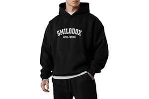 SMILODOX Hoodie Herren Kayson, Oversize Kapuzenpullover mit Frontprint, große Kapuze Sweatshirt, Kängurutasche, weicher Stoff, Warmer Pulli ideal für für Streetstyle, Alltag und Freizeit