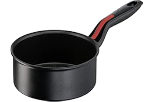 Lagostina Linea Rossa Casseruola Fonda Manico Lungo, Alluminio, Nero, Ø 16 cm, Pentola Induzione, Gas e Forno Fino a 175 °C, Bordo a Versare, Manicature in Silicone Antiscivolo