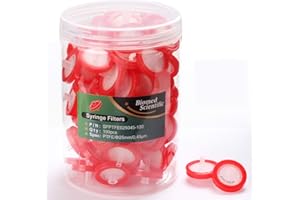 Biomed Scientific Spritzenfilter, PTFE-Membran, 25 mm Durchmesser, 0,45 um Porengröße, nicht steril, 100 Stück