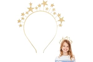 ACTIMED Rhinestone Star Headband, Shiny Gold Headpiece, Elegant Star Crown & Halo Crown for Bridal & Party Hairdos, Women & Girls Hair Accessories(Gold).