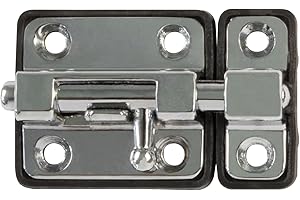 Amig - Verrou à pêne pour portes Mod.383 | 54 x 36 mm | Loquet de sécurité avec base en plastique | Pour fermeture horizontale | En acier chromé | Inclut des vis à bois