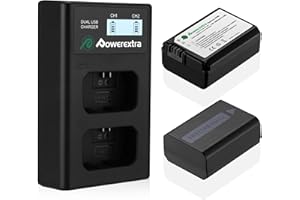 Powerextra Replacement NP-FW50 Battery 1500mAh 2 Pack and Dual USB Charger,Compatible with Sony Alpha A6000,A6500,A6300,A7s,A7,A7II,A7SII,A5100,A5000,A7R,NEX 3/5/7 Series Cameras