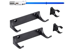 LEKUSHA Horizontal Lightsaber Wall Mount Holder Light Saber Display Rack Hook Stand, Compatible for Any Lightsaber, Black Pack of 2
