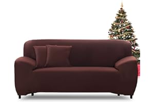 FIGOOO Sofabezug 3 Sitzer Stretch Sofabezüge mit Armlehnen Spandex Couchbezug Modern Anti-Rutsch Waschbar Sofa Protection Cover Schonbezug Couch(3-Sitzer,Dunkelbraun)