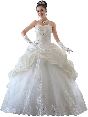 Beauty Emily Hochzeitskleid Fur Damen Tragerloser Ball Satin 1920er Jahre Lang Gr 42 Weiss Amazon De Fashion