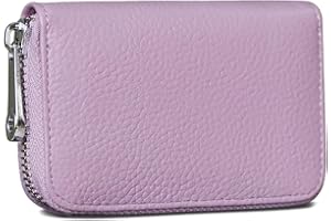 GADIEMKENSD Womens Credit Card Holder Small RFID Blocking Ladies Wallet with Stainless Steel Zipper Excellent Genuine Leather Accordion Wallets Case Slim Blocked Zip Accordian Cards Light Purple