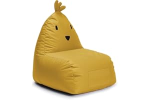Lumaland Puf infantil Chicken | Puf de animales Familia | Bolsa impermeable para interior y exterior | Material fácil de cuidar | 80 x 75 x 75 cm, 3,1 kg [amarillo]