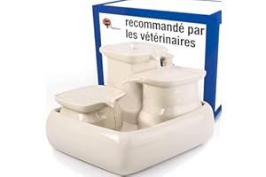 Miaustore Fontaine à Eau pour Chat en Ceramique - 3,4 litres - Silencieuse - Facil à Entretenir - avec Detecteur de Mouvement (Lait)