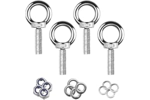 OLRWSLG 4 PCS Hardware Eye Nut 304 Stainless Steel Hardware Eye Bolt Welded Closed Eye Bolt Screws Lifting Ring with Lock Nut, Spring Washer, Flat Washer for Various Engineering Lifting Equipment(M10)