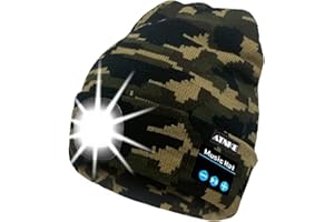 ATNKE Berretto Bluetooth con LED Illuminato, USB Ricaricabile Wireless Musicale Cappello Corsa Ultra Bright 4 LED Impermeabile Lampada per Sci Escursionismo Campeggio Ciclismo