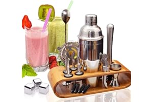 AYAOQIANG Shaker à Cocktail en INOX 750ML Professionnel Bar Kit,18 Pièces Shaker Cocktail Set avec 3 Pièces Pierre à Whisky en INOX.