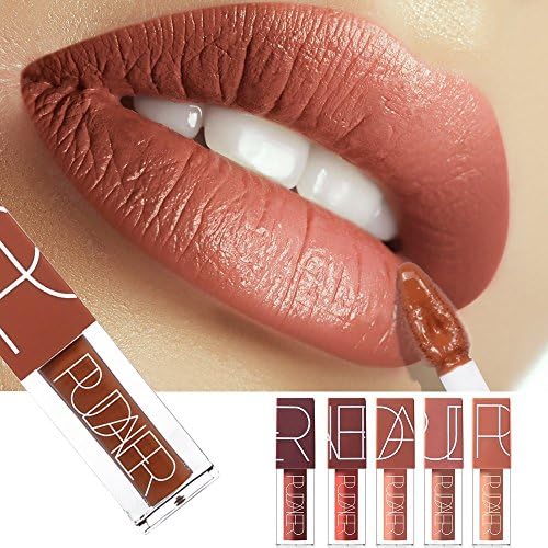 Ushion Matte Lipstick Set, 5 Colors Long Lasting Velvet Lips Gloss Tint Liquid Waterproof Lipstick 5pcs/kit