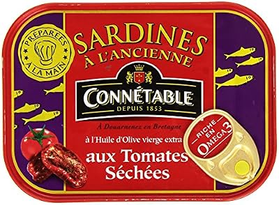 Connétables Sardines à l'huile d'olive vierge extra aux tomates séchées 115 g - Lot de 5