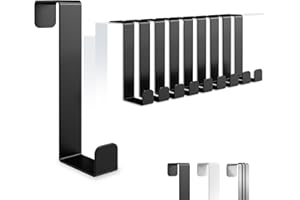 4happy Türhaken zum Einhängen, 10er Set - Schwarze Kleiderhaken Tür, rostfreie Haken zum Einhängen einzeln verwendbar oder als Türhakenleiste einsetzbar, mit hoher Tragkraft