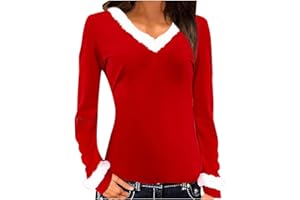 TRIGLICOLEUM Weihnachtspullover Damen Samt V-Ausschnitt Langarmshirt Weihnachten Bluse Rot Weinglas Druck Oberteile Herbst Winter Sweatshirt Christmas Pullover Weihnachtspulli Tunika Shirt Tops
