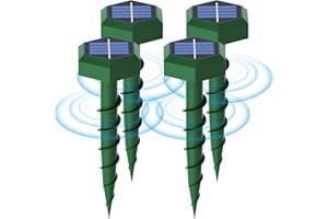 HONCOUMICO Maulwurfschreck Ultraschall 4 Stück, Maulwurf Vertreiber Solar für Draußen, Wühlmausschreck Wasserdicht und Widerstandsfähig, Maulwurf und Wühlmaus Vertreiber für Garten und Obstgarten - Sechseckig