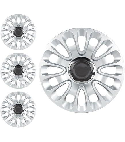 Kit 4 Copricerchi Per FIAT 500L 2012 &ndash; Grigio Lucido, Diametro 16 Pollici