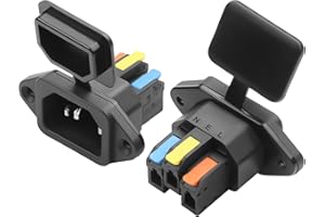 JSADZKJ 2-Pack IEC320 C14 Terminal Block Socket,IEC C14 AC Power Plug 10A/250V, 3-Pin Terminal Straight-Through Adapter Plug Power Socket,Suitable for Computer Cabinets,Printers (Black)