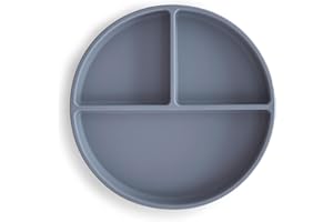 mushie Tradewinds Children's Plate Split with Non-Slip Suction Cup, Silicone Tableware for Babies and Toddlers, BPA-Free, Dishwasher Safe, High Quality and Durable First Equipment